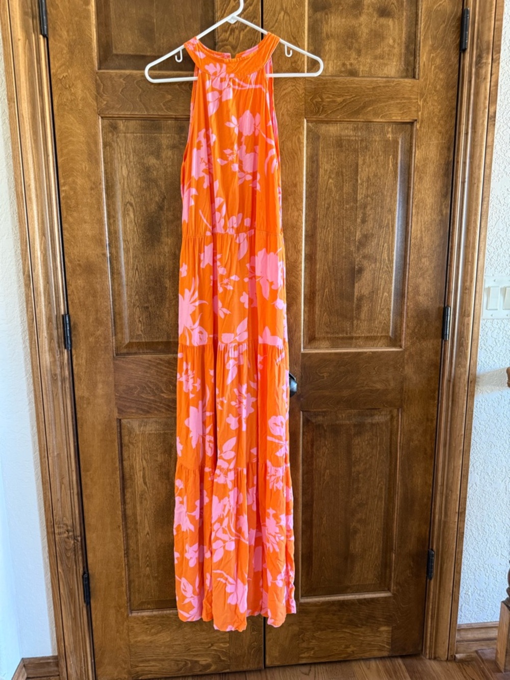 SHEIN Orange and Pink Floral Maxi Dress - Women's Size Large
